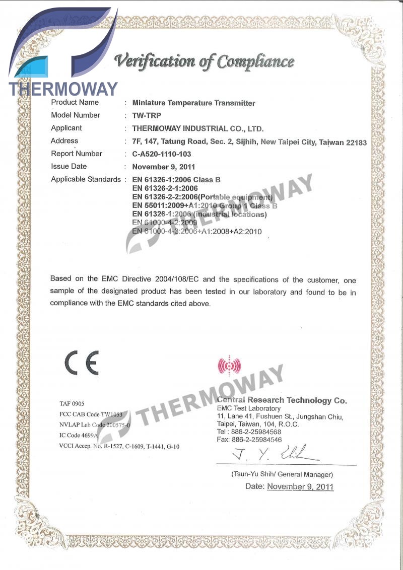 Chứng nhận CE của Transmitter
